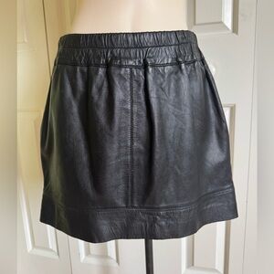 MANGO Black Leather Mini Skirt XS EUC